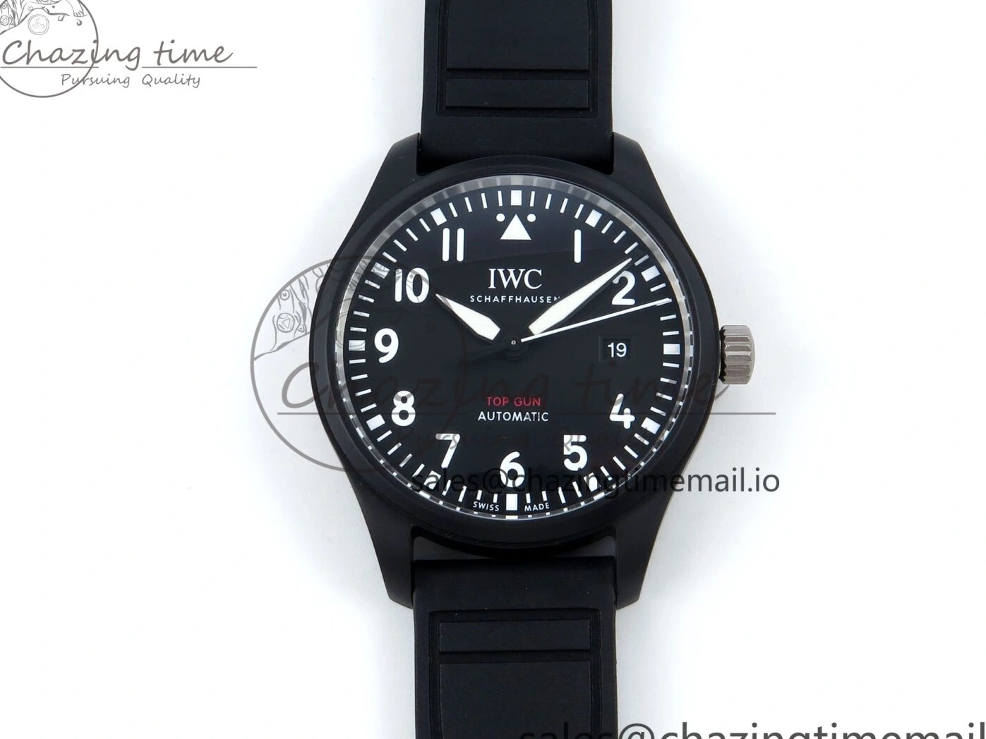 MIROTIME 0219 Pilot Top Gun IW326901 M+F 1:1 Best Edition Black Dial on Black Rubber Strap A SportInspired 6999